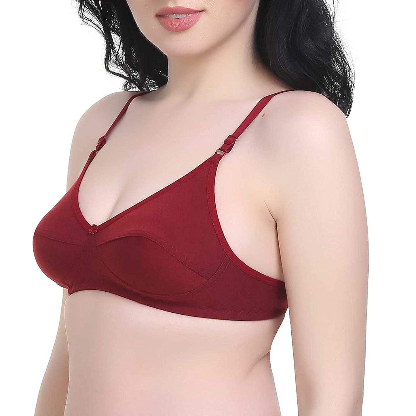 Women's T-Shirt Cotton Hosiery Black & Red Bra ( Pack of 2)