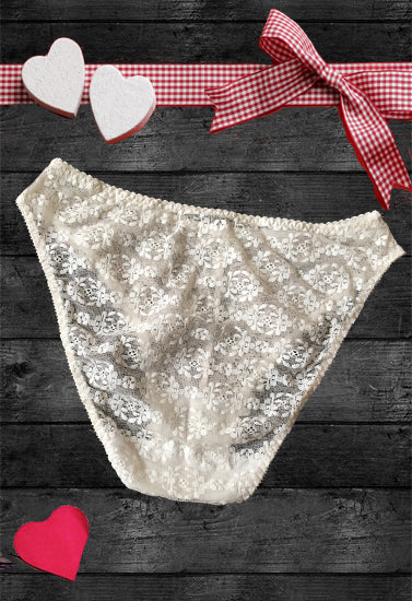 Ladies White Floral Lace High Leg Brief Panty