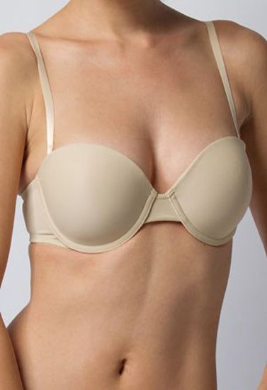 "COMFY" Smooth Seamless Strapless Beige Convertible Padded Bra