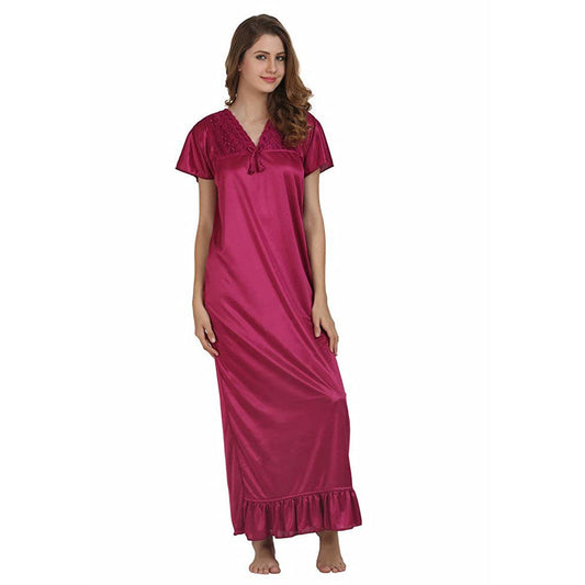 "Comfy" Plain Shinny Stuff Full Length Nighty