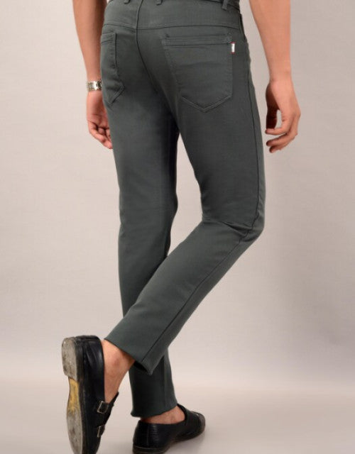 Men's Casual Cotton Slim Fit Chinos Pant - Olive Green