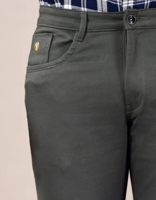 Men's Casual Cotton Slim Fit Chinos Pant - Olive Green