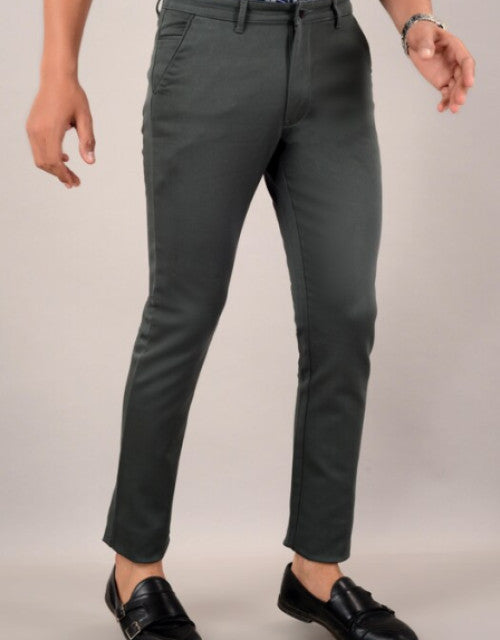 Men's Slim Fit Casual Trouser- Olive Green