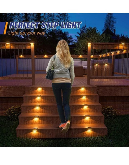 Solar Deck Lights Outdoor, Solar Step LED Waterproof Lighting for Outdoor Deck (Pack of 3)