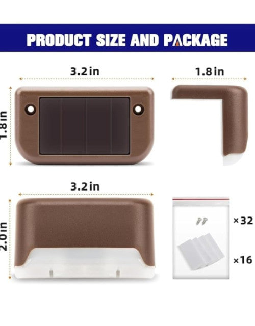 Solar Deck Lights Outdoor, Solar Step LED Waterproof Lighting for Outdoor Deck (Pack of 3)