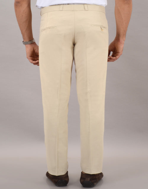 VILLAIN Cream Stretchable Formal Pant with Expandable Waist for Men (SIZE - 30,32,34,36)