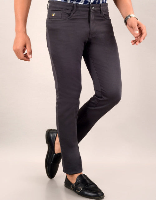 VILLAIN Men's Casual Cotton Slim Fit Chinos Pant - Grey (SIZE- 30,32,34,36)