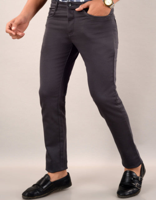 VILLAIN Men's Casual Cotton Slim Fit Chinos Pant - Grey (SIZE- 30,32,34,36)