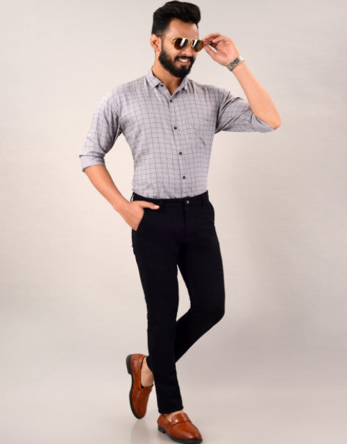 VILLAIN Men's Slim Fit Casual Trouser- Black (SIZE- 30,32,34,36)