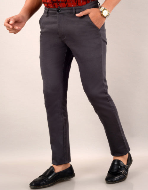 VILLAIN Men's Slim Fit Casual Trouser- Grey (SIZE-30,32,34,36)
