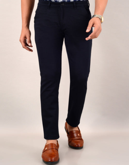 VILLAIN Men's Slim Fit Casual Trouser- Navy Blue (SIZE-30,32,34,36)
