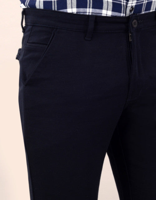 VILLAIN Men's Slim Fit Casual Trouser- Navy Blue (SIZE-30,32,34,36)
