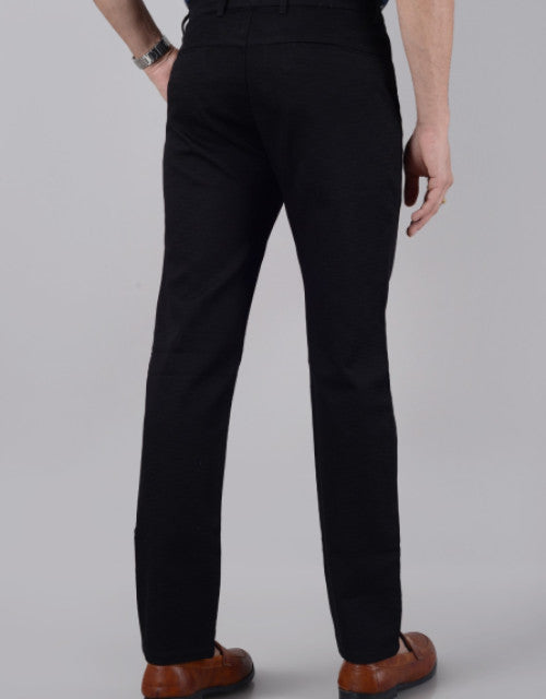 VILLAIN Men's Slim Fit Cotton Stretchable Trousers - Black (30,32,34,36,38,40,42)