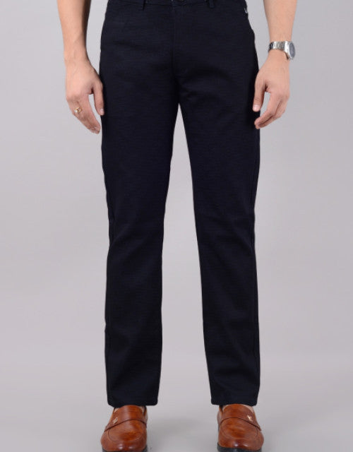VILLAIN Men's Slim Fit Cotton Stretchable Trousers - Blue (SIZE- 30,32,34,36,38,40,42)