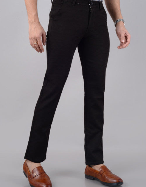VILLAIN Men's Slim Fit Cotton Stretchable Trousers - Brown (SIZE- 30,32,34,36,38,40,42)