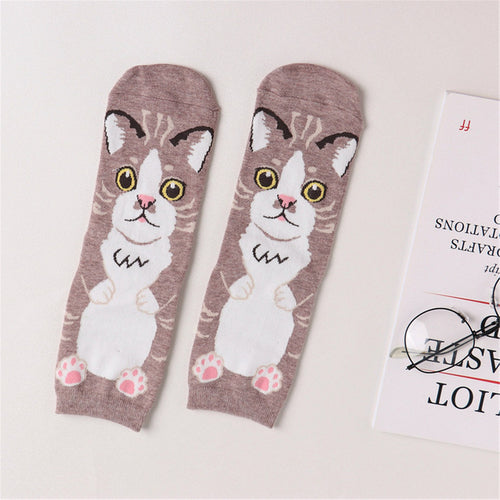 Fashion Women Socks 3D Cat Striped Cartoon