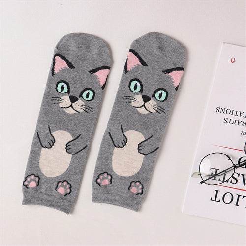 Fashion Women Socks 3D Cat Striped Cartoon