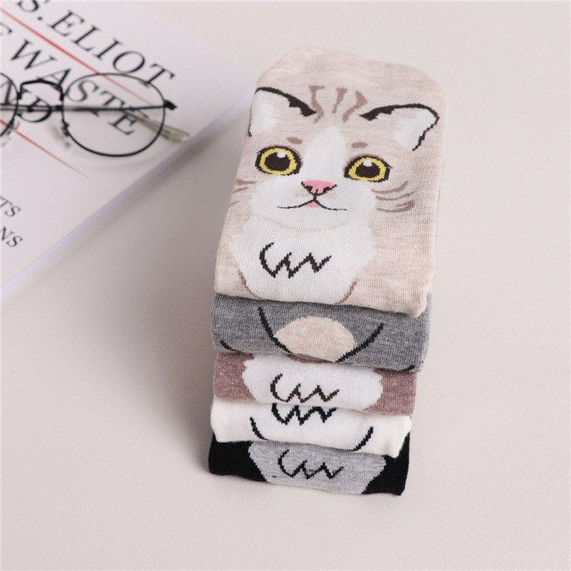 Fashion Women Socks 3D Cat Striped Cartoon