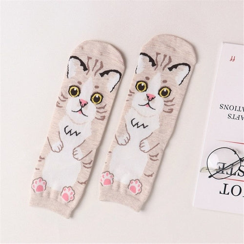 Fashion Women Socks 3D Cat Striped Cartoon
