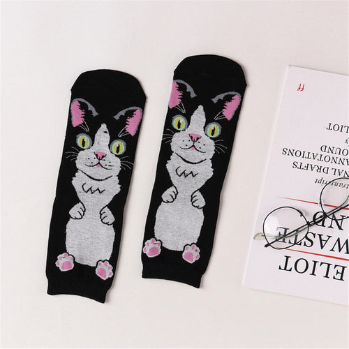 Fashion Women Socks 3D Cat Striped Cartoon