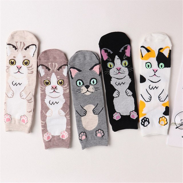 Fashion Women Socks 3D Cat Striped Cartoon