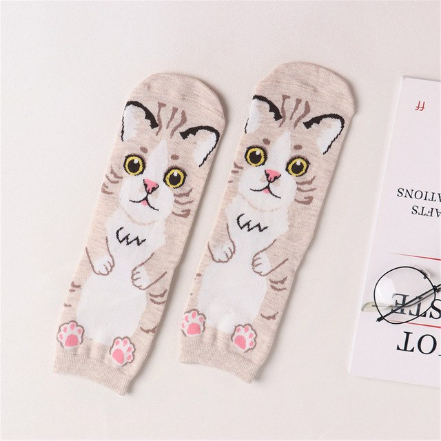 Fashion Women Socks 3D Cat Striped Cartoon