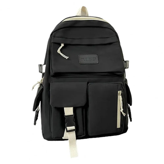 Large Capacity Canvas Black Backpack Light Simple Travel Bag Canvas Backpack Student School Bag Canvas Student Zipper Backpack