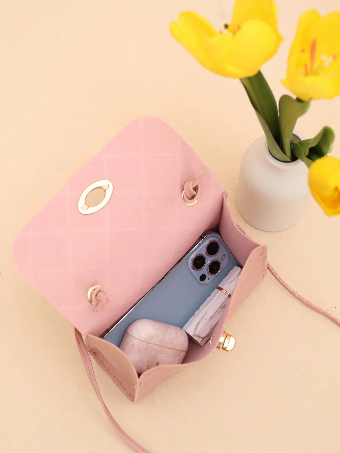 Bow Decor, Silk Scarf Decorated Small Square Bag for Daily Shopping