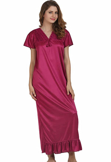 "Comfy"  Plain Shinny Stuff Full Length Nighty