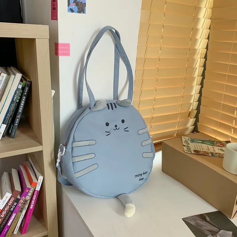 Cute Cat Design Crossbody Bag Large Capacity Shoulder Bag Women New Portable Bag Canvas Tote Bag School Bag Shopping Bag