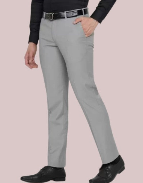 ILLAIN Solid Mid-Rise Stretchable Men's Formal Trousers (SIZE - 30,32,34,36,38)