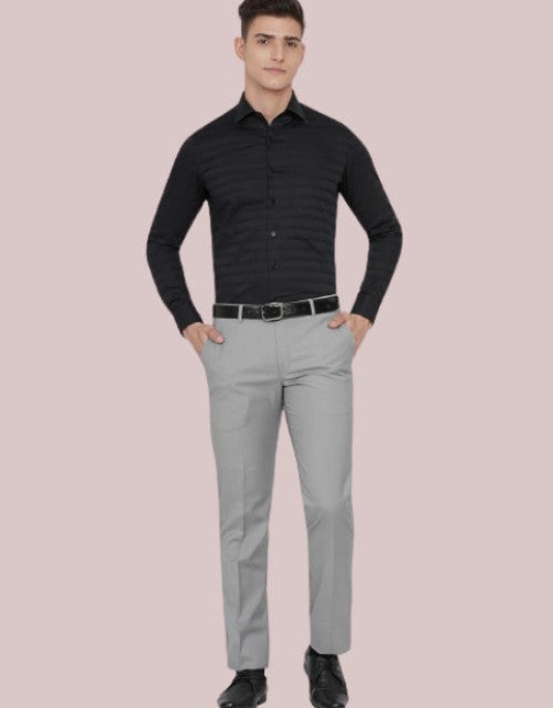 ILLAIN Solid Mid-Rise Stretchable Men's Formal Trousers (SIZE - 30,32,34,36,38)