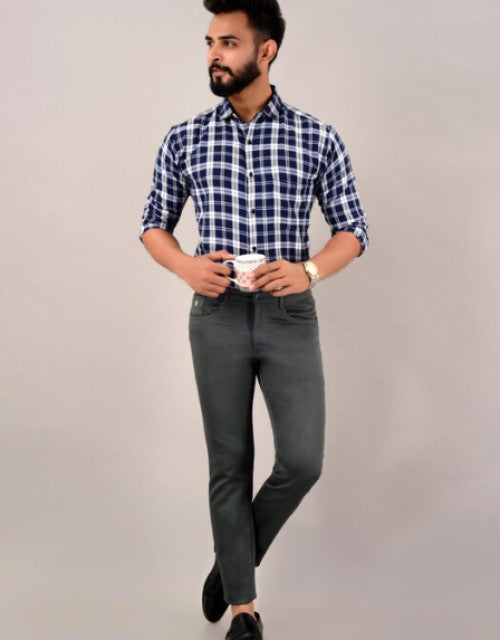 Men's Casual Cotton Slim Fit Chinos Pant - Olive Green