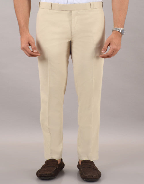 VILLAIN Cream Stretchable Formal Pant with Expandable Waist for Men (SIZE - 30,32,34,36)