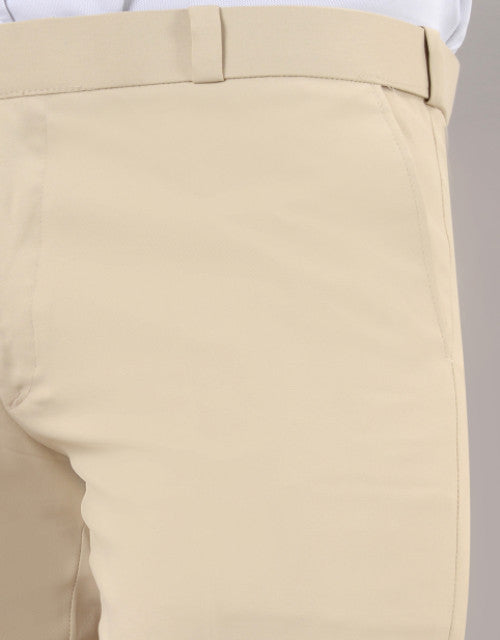 VILLAIN Cream Stretchable Formal Pant with Expandable Waist for Men (SIZE - 30,32,34,36)