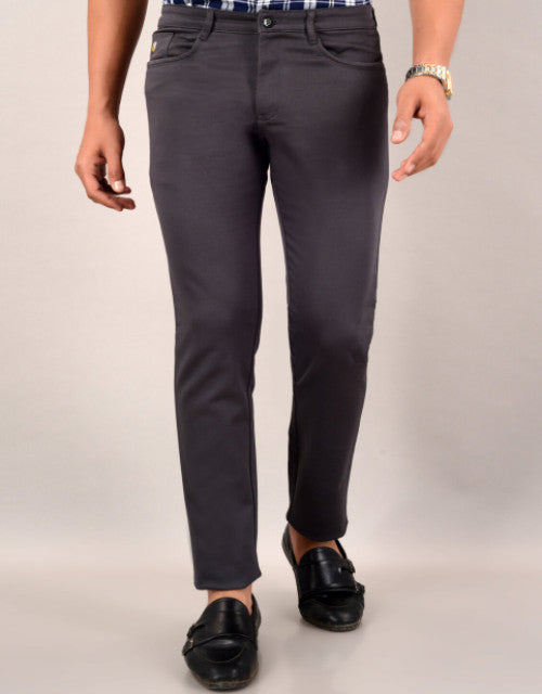 VILLAIN Men's Casual Cotton Slim Fit Chinos Pant - Grey (SIZE- 30,32,34,36)