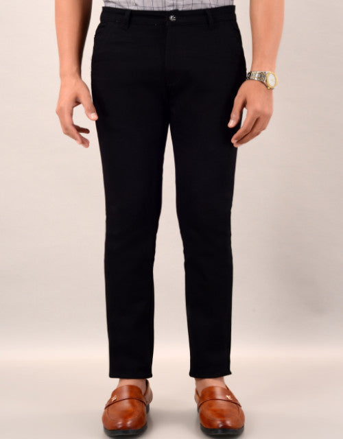 VILLAIN Men's Slim Fit Casual Trouser- Black (SIZE- 30,32,34,36)