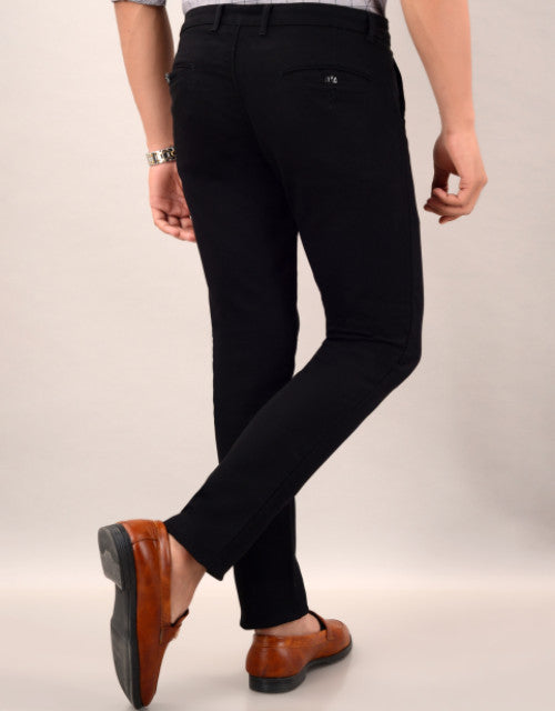 VILLAIN Men's Slim Fit Casual Trouser- Black (SIZE- 30,32,34,36)