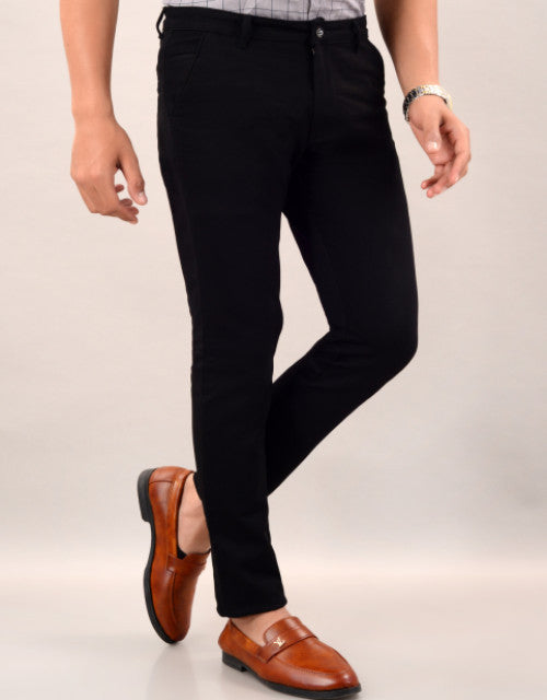 VILLAIN Men's Slim Fit Casual Trouser- Black (SIZE- 30,32,34,36)