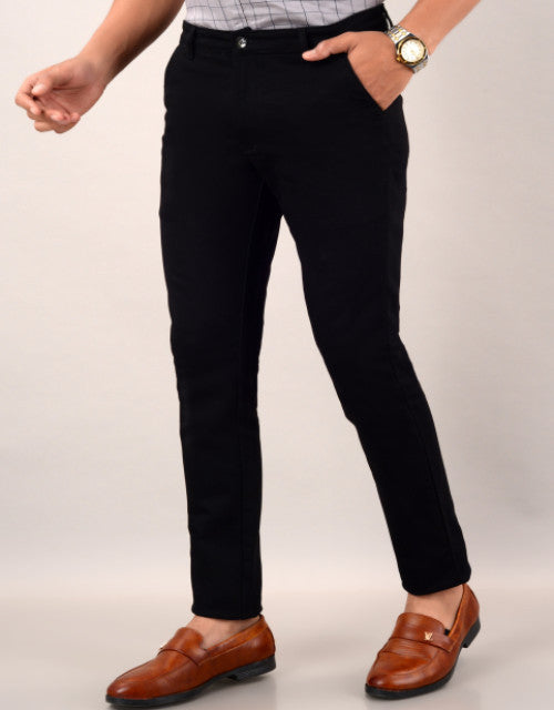 VILLAIN Men's Slim Fit Casual Trouser- Black (SIZE- 30,32,34,36)