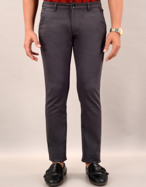 VILLAIN Men's Slim Fit Casual Trouser- Grey (SIZE-30,32,34,36)