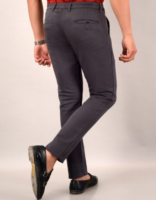 VILLAIN Men's Slim Fit Casual Trouser- Grey (SIZE-30,32,34,36)