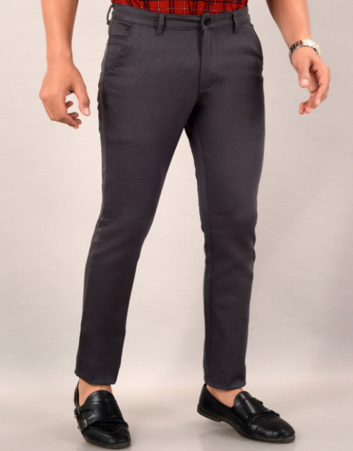 VILLAIN Men's Slim Fit Casual Trouser- Grey (SIZE-30,32,34,36)