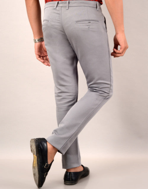 VILLAIN Men's Slim Fit Casual Trouser- Light Grey (SIZE- 30,32,34,36)
