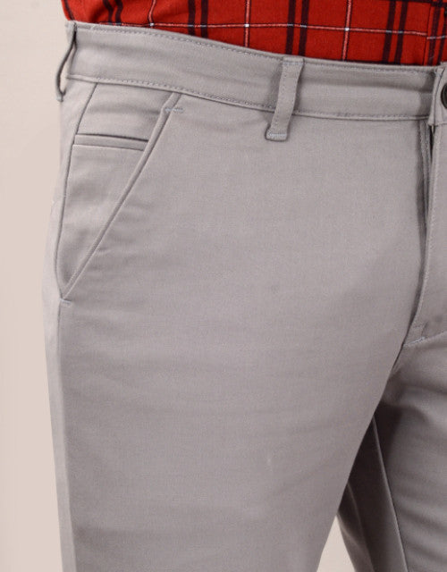 VILLAIN Men's Slim Fit Casual Trouser- Light Grey (SIZE- 30,32,34,36)