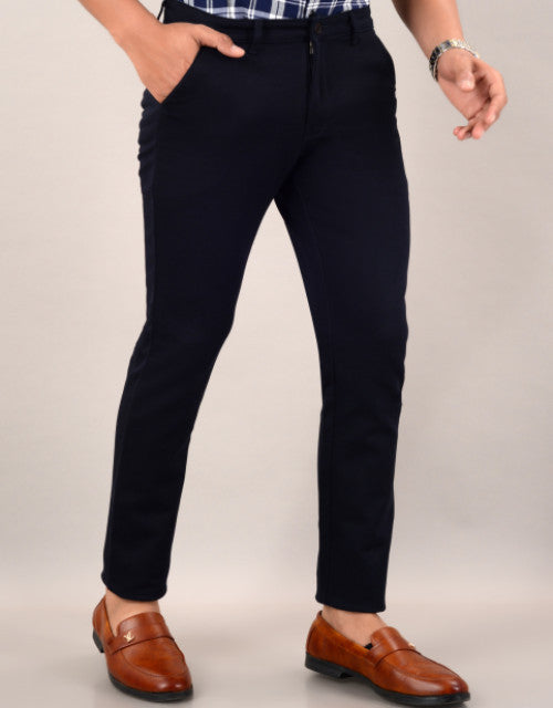 VILLAIN Men's Slim Fit Casual Trouser- Navy Blue (SIZE-30,32,34,36)
