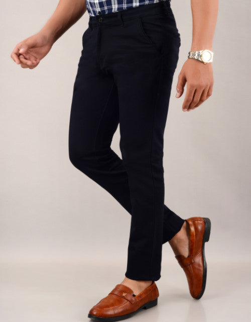 VILLAIN Men's Slim Fit Casual Trouser- Navy Blue (SIZE-30,32,34,36)