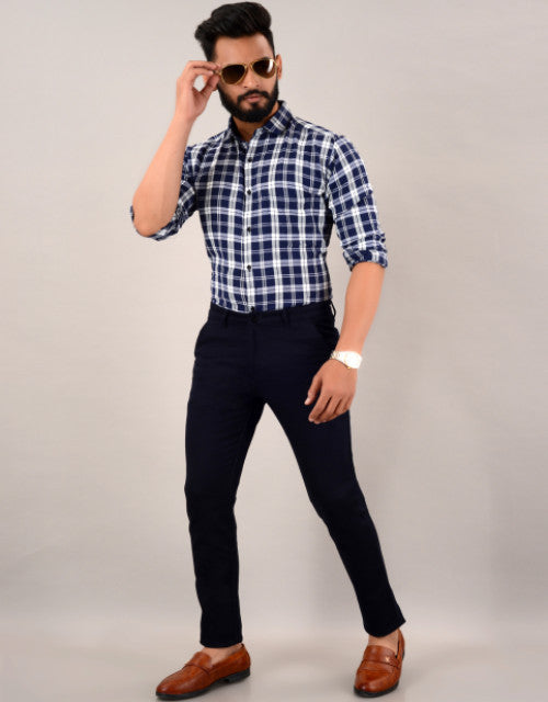 VILLAIN Men's Slim Fit Casual Trouser- Navy Blue (SIZE-30,32,34,36)