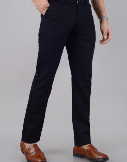 VILLAIN Men's Slim Fit Cotton Stretchable Trousers - Blue (SIZE- 30,32,34,36,38,40,42)