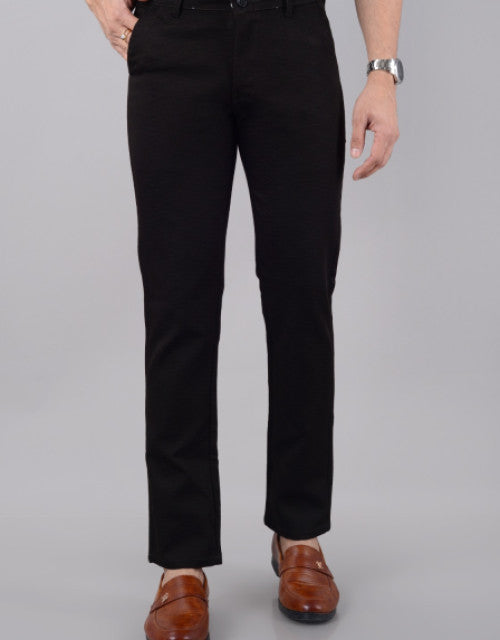 VILLAIN Men's Slim Fit Cotton Stretchable Trousers - Brown (SIZE- 30,32,34,36,38,40,42)